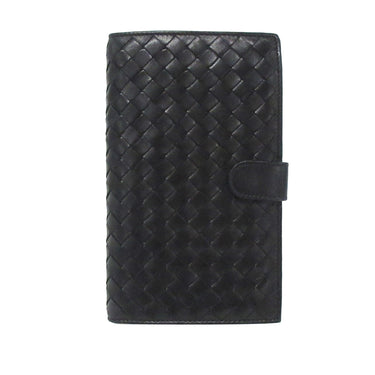 Black Bottega Veneta Intrecciato Leather Long Wallet
