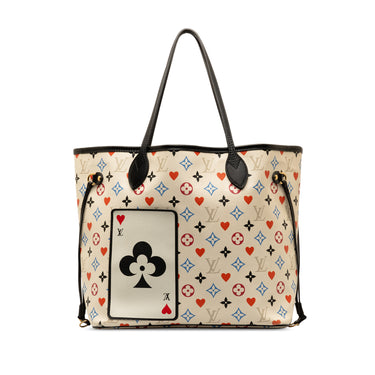 Beige Louis Vuitton Monogram Game On Neverfull MM Tote Bag