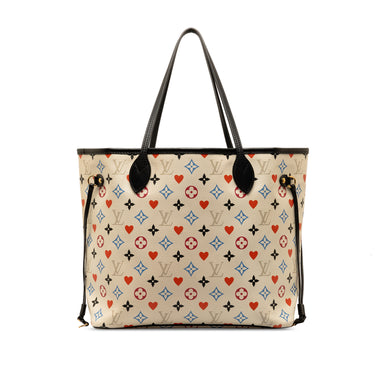 Beige Louis Vuitton Monogram Game On Neverfull MM Tote Bag