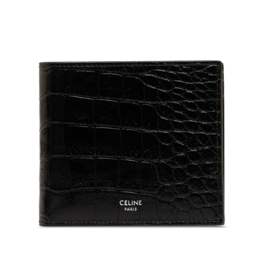 Black Celine Embossed Leather Bifold Wallet