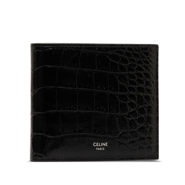 Black Celine Embossed Leather Bifold Wallet