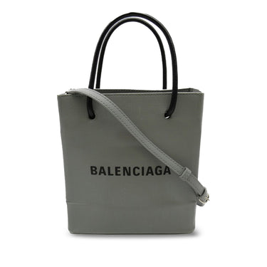 Gray Balenciaga XXS Logo Shopping Tote Satchel