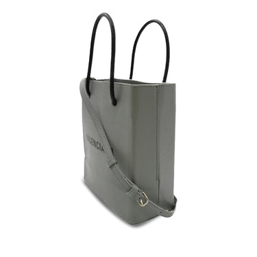 Gray Balenciaga XXS Logo Shopping Tote Satchel - Designer Revival
