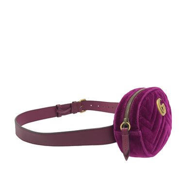 Purple Gucci GG Marmont Velvet Belt Bag - Designer Revival