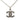 Silver Chanel CC Brass Strass Pendant Necklace