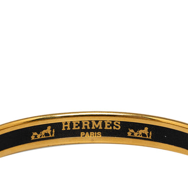 Black Hermès Enamel Narrow Bangle Costume Bracelet