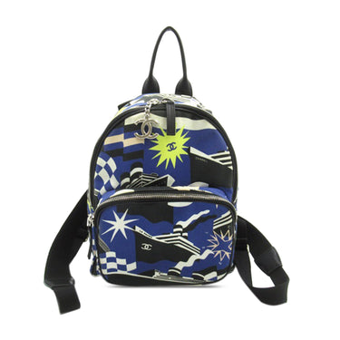Blue Chanel CC Cruise Print Canvas Backpack