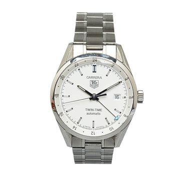 Silver Tag Heuer Automatic Stainless Steel Carrera Twin-Time Watch - Designer Revival