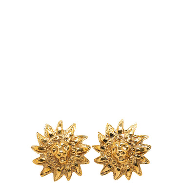 Gold Chanel Lion Motiff Clip On Earrings - Designer Revival