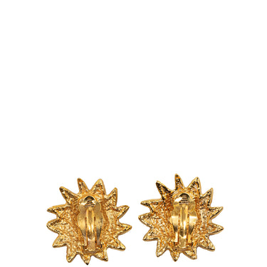 Gold Chanel Lion Motiff Clip On Earrings