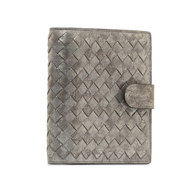 Gray Bottega Veneta Intrecciato Leather Bi-fold Wallet - Designer Revival