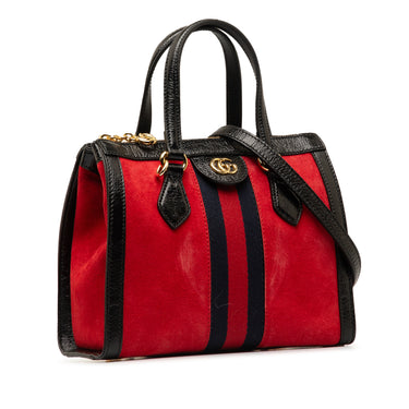 Red Gucci Small Suede Ophidia Satchel - Designer Revival