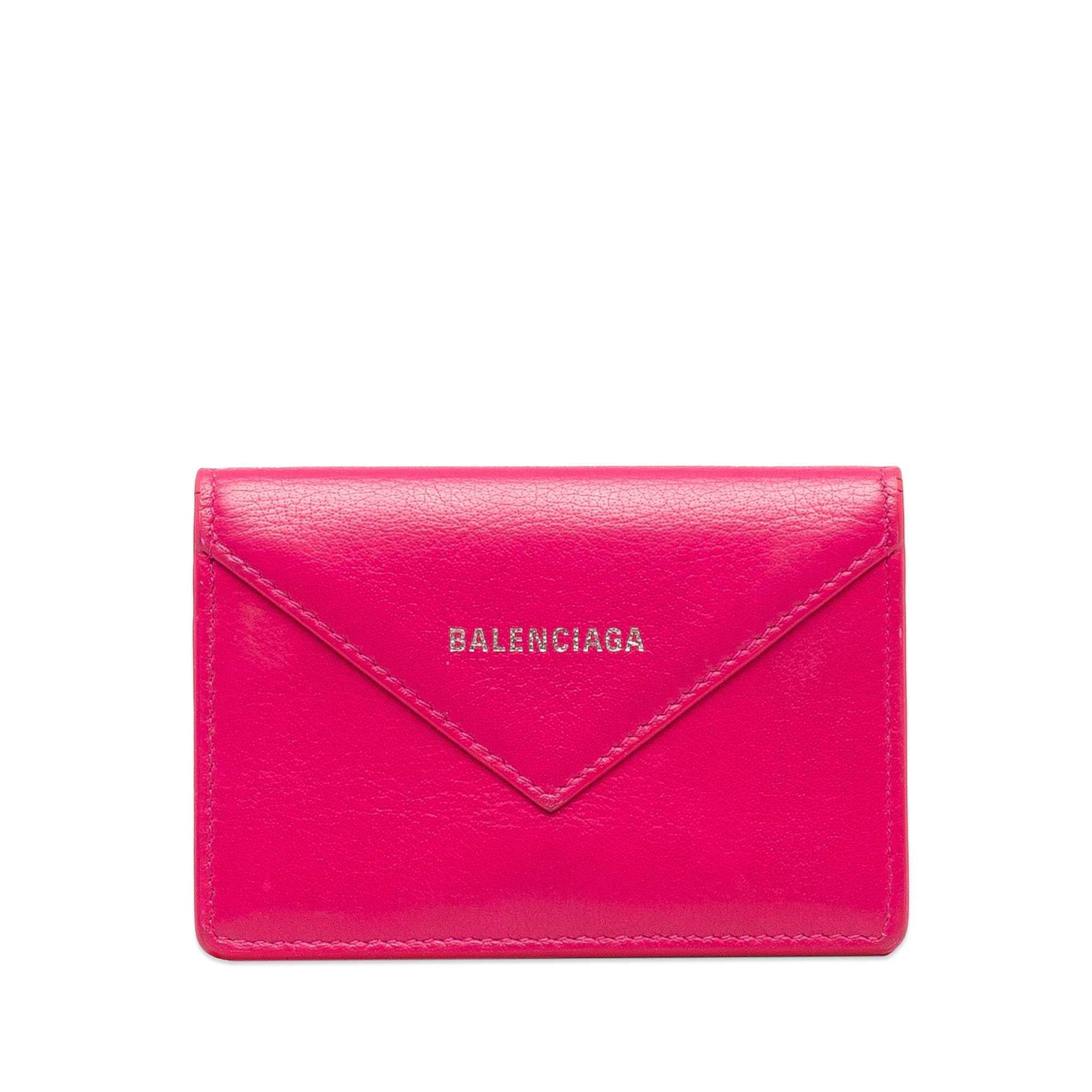 Red Balenciaga Mini Papier Leather Compact Wallet - Atelier-lumieresShops Revival