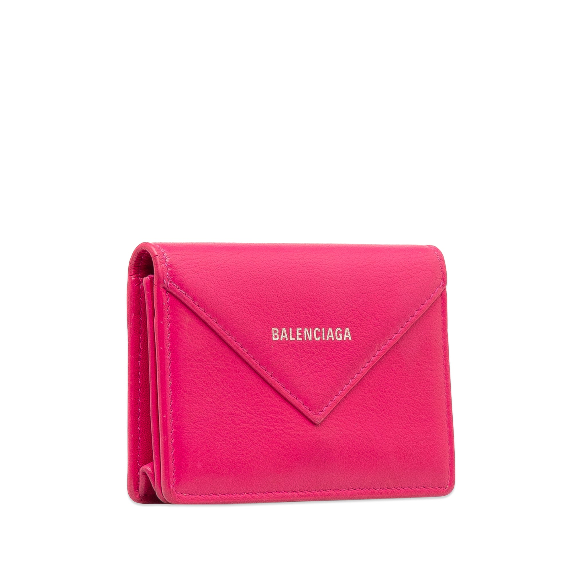 Red Balenciaga Mini Papier Leather Compact Wallet - Atelier-lumieresShops Revival