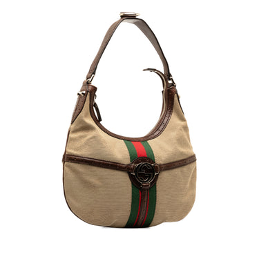 Brown Gucci Web Reins Canvas Hobo Bag - Designer Revival