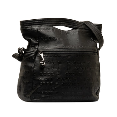 Black Chanel 31 Rue Cambon Embossed Leather Satchel - Designer Revival
