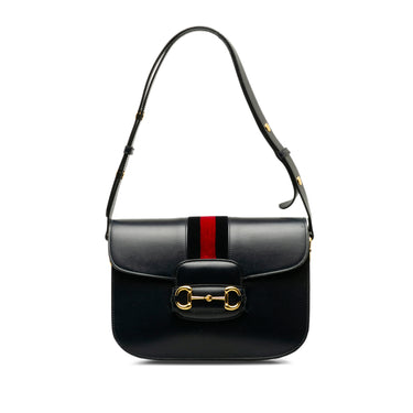Black Gucci 1955 Horsebit Web Shoulder Bag - Designer Revival