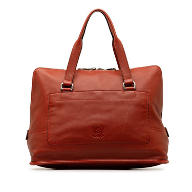Red LOEWE Anagram Leather Handbag - Designer Revival