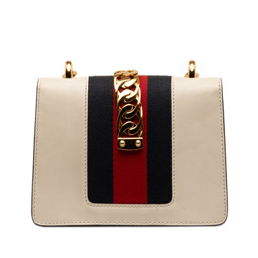 White Gucci Mini Sylvie Leather Chain Crossbody Bag - Designer Revival
