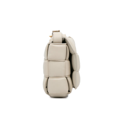 White Bottega Veneta Intrecciato Padded Cassette Crossbody Bag - Designer Revival