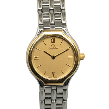 Silver OMEGA Quartz 18K Yellow Gold and Stainless Steel De Ville Symbol Watch