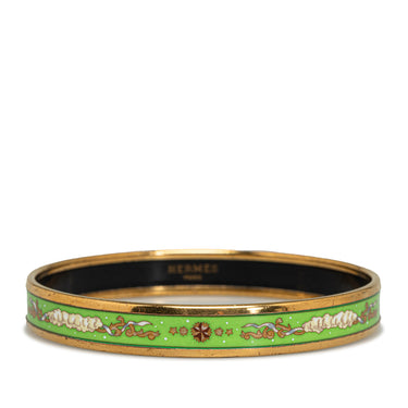 Green Hermes Narrow Enamel Bangle Costume Bracelet - Designer Revival