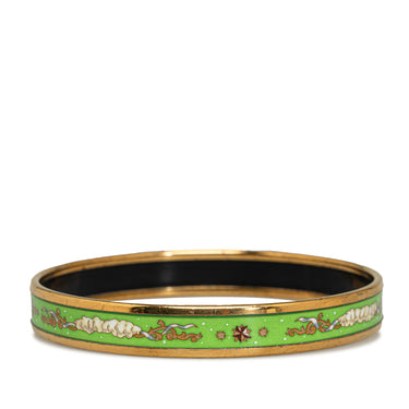 Green Hermes Narrow Enamel Bangle Costume Bracelet - Designer Revival