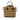 Brown Fendi Straw Pecan Striped Beach Tote