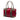 Red Fendi Zucca Trimmed Coated Canvas Mixed Media Boston Bag