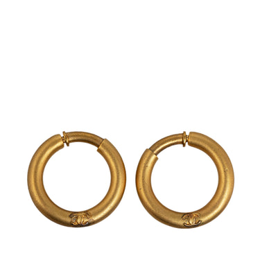Gold Chanel CC Hoop Earrings - Designer Revival