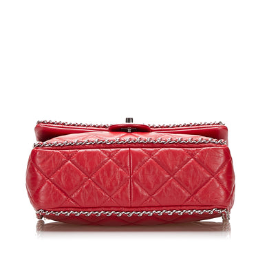 Red Chanel Crumpled Chain All Over Flap