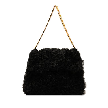Black Celine Gourmette Fur Chain Shoulder Bag - Designer Revival