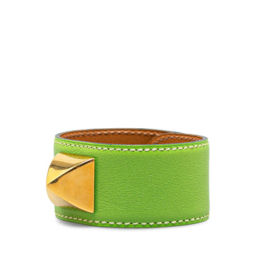 Green Hermès Leather Medor Bracelet