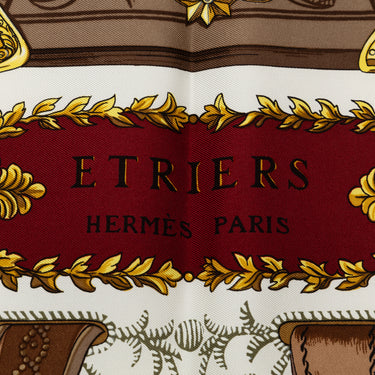 Red Hermes Etriers Silk Scarf Scarves