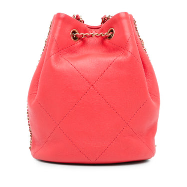 Pink Chanel Entwined Chain Drawstring Bucket
