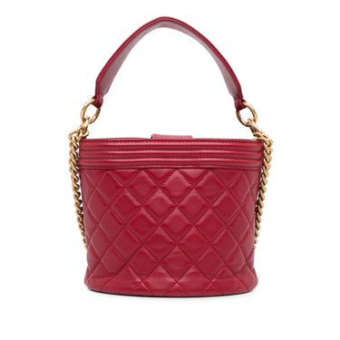 Red Chanel Calfskin Boy Bucket Bag