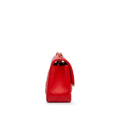Red Chanel New Mini Classic Lambskin Single Flap Crossbody Bag