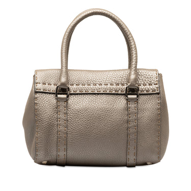 Gray Fendi Selleria Linda Leather Handbag - Designer Revival