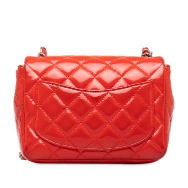 Red Chanel Mini Patent Classic Square Single Flap Crossbody Bag