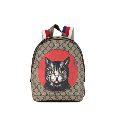 Brown Gucci GG Supreme Mystic Cat Backpack - Designer Revival