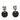 Black Chanel Resin CC Dice and Heart Crystal Drop Push Back Earrings