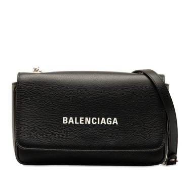 Black Balenciaga Everyday Chain Wallet Crossbody Bag