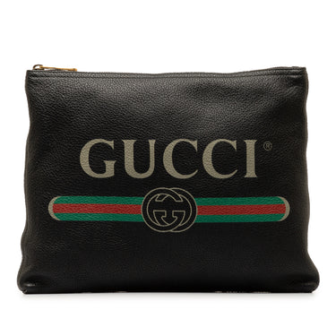 Black Gucci Gucci Logo Leather Clutch Bag