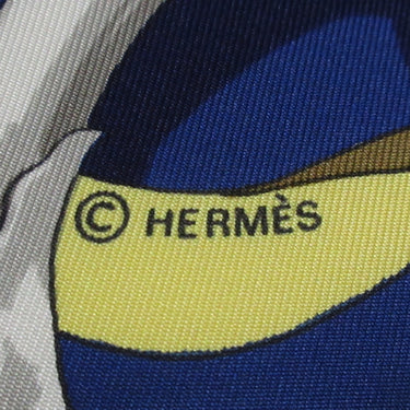 Blue Hermes Ferronnerie Silk Scarf Scarves
