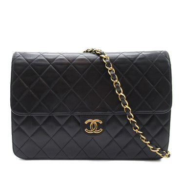 Black Chanel CC Quilted Lambskin Single Flap Shoulder Bag - Designer Revival