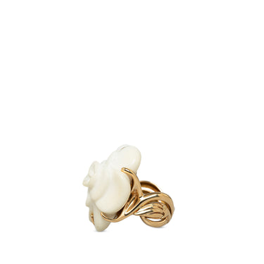 Gold Chanel 18K Gold Agate Camelia Flower Ring - Designer Revival
