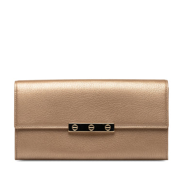 Gold Cartier Love Leather Long Wallet