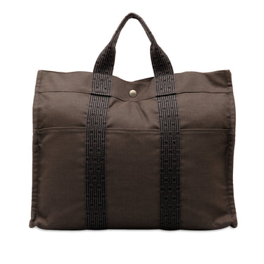 Brown Hermès Toile Herline MM Tote Bag - Designer Revival