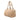Beige Bottega Veneta Intrecciato Trimmed Pebbled Lambskin Top Handle Bag