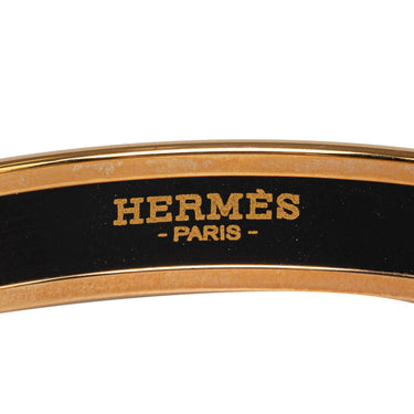 Black Hermes Narrow Enamel Bangle Costume Bracelet - Designer Revival